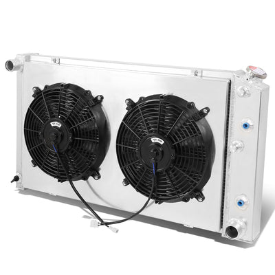 D-Motoring - Radiator & Fan Shroud Kit - 1.50 in.Inlet - 1.625 in.Outlet - 33.5 in. x 21.00 in. x 2.50 in.Overall Size - 3-Row - Buick / Cadillac / Chevrolet / GMC / Oldsmobile / Plymouth / Pontiac - 1