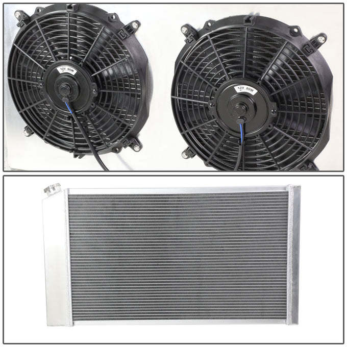 D-Motoring - Radiator & Fan Shroud Kit - 1.50 in.Inlet - 1.625 in.Outlet - 33.5 in. x 21.00 in. x 2.50 in.Overall Size - 3-Row - Buick / Cadillac / Chevrolet / GMC / Oldsmobile / Plymouth / Pontiac - 3