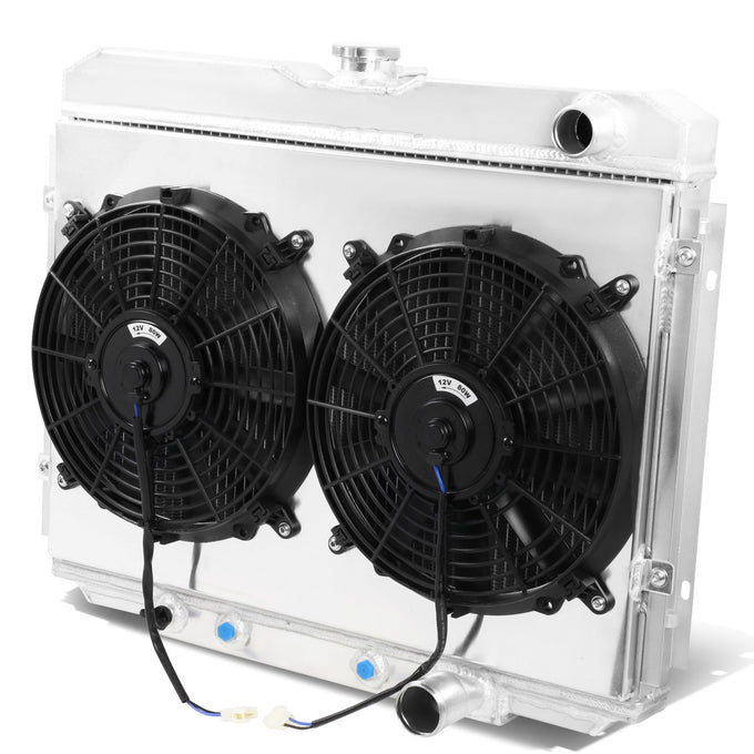 D-Motoring - Radiator & Fan Shroud Kit - 1.50 in.Inlet - 1.75 in.Outlet - 25.50 in. x 21.00 in. x 2.75 in.Overall Size - 3-Row - 67-70 Mustang/Cougar V8 - 1