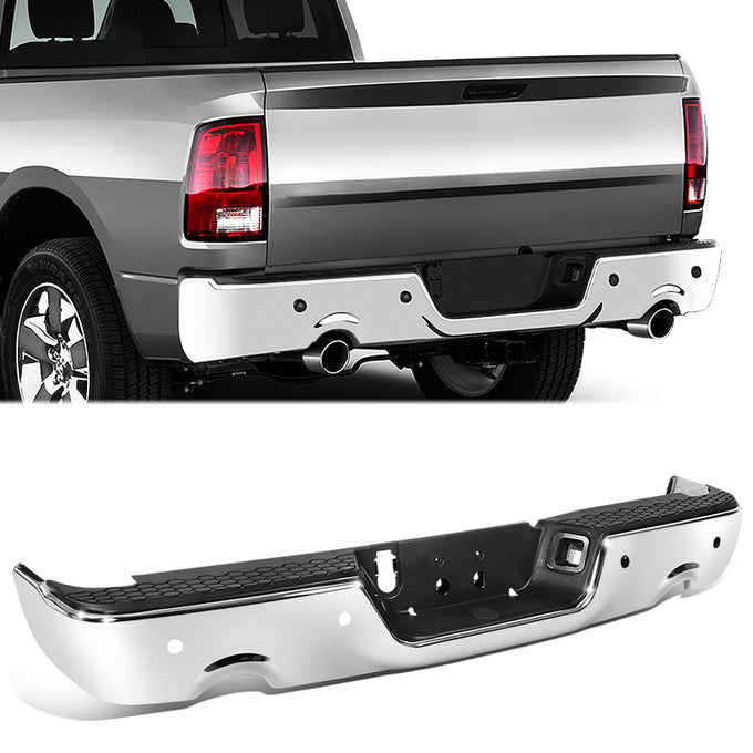 Rear Step Bumper w/Dual Exhaust+Sensor Holes <br> 09-19 Dodge Ram 1500 2500 3500