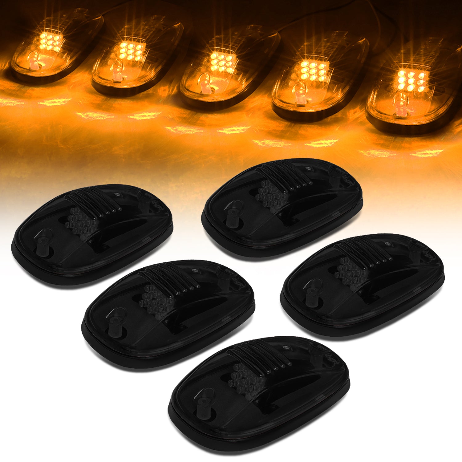 D-Motoring - Cab Roof Lights - LED - Smoked Lens - Plug-n-Play - 5PCS - Dodge Ram 1500 / 2500 / 3500 / 4500 / 5500 - 1