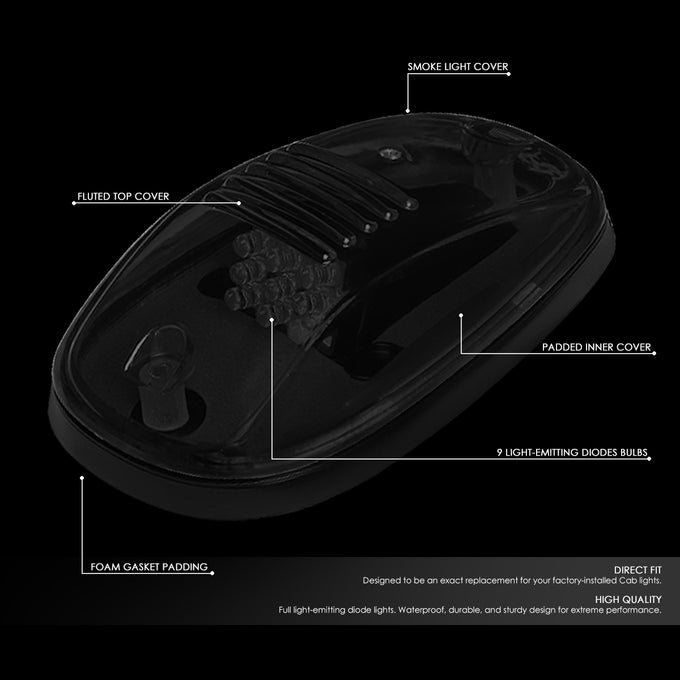 D-Motoring - Cab Roof Lights - LED - Smoked Lens - Plug-n-Play - 5PCS - Dodge Ram 1500 / 2500 / 3500 / 4500 / 5500 - 2