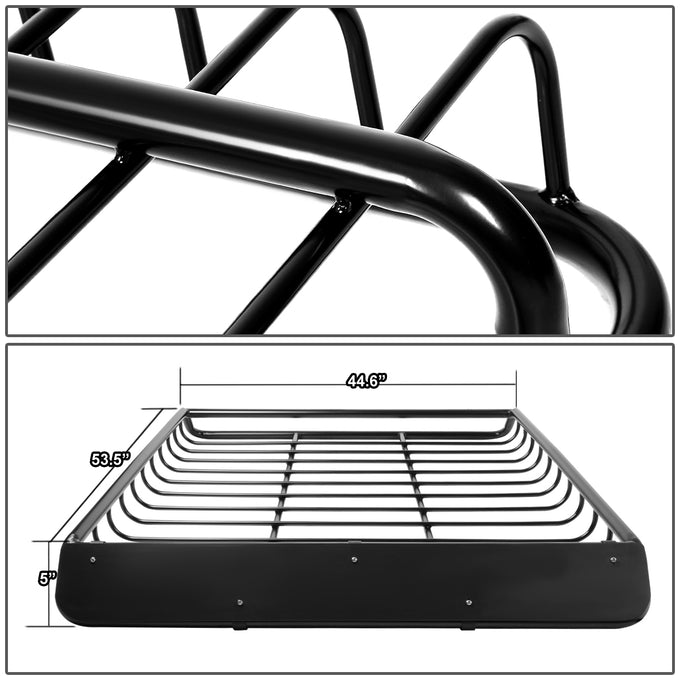 D-Motoring - Roof Cargo Basket - W/ Wind Fairing - 53X 43 - Mild Steel - Universal in Crossbars on roof - 5