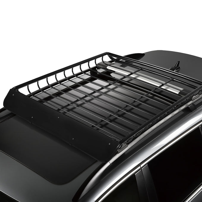 D-Motoring - Roof Cargo Basket - W/ Wind Fairing - 53X 43 - Mild Steel - Universal in Crossbars on roof - 1