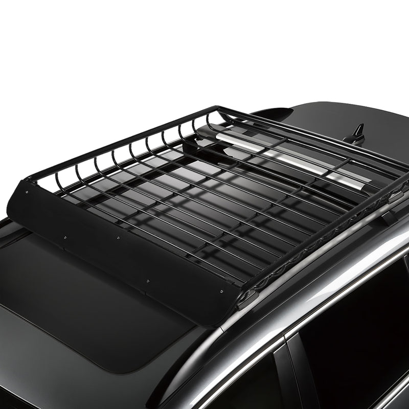D-Motoring - Roof Cargo Basket - W/ Wind Fairing - 53X 43 - Mild Steel - Universal in Crossbars on roof - 1