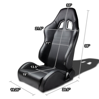 D-Motoring - Racing Seat - Reclinable - PVC Leather - Carbon Look - Left - 4