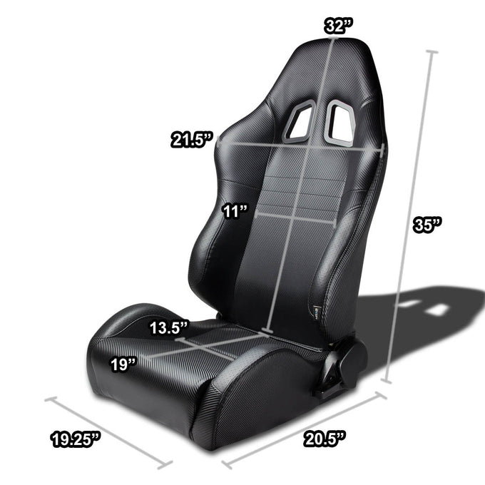 D-Motoring - Racing Seat - Reclinable - PVC Leather - Carbon Look - Left - 4