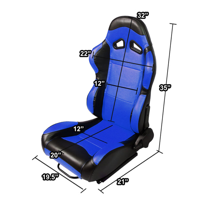 D-Motoring - Racing Seats - Reclinable - PVC Leather - Pair - 5