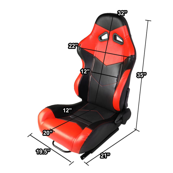D-Motoring - Racing Seats - Reclinable - Arrow Design - PVC Leather - Pair - 5