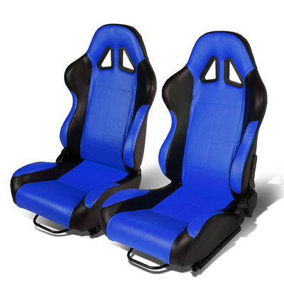 D-Motoring - Racing Seats - Reclinable - Square Stitch - PVC Leather - Pair - 6