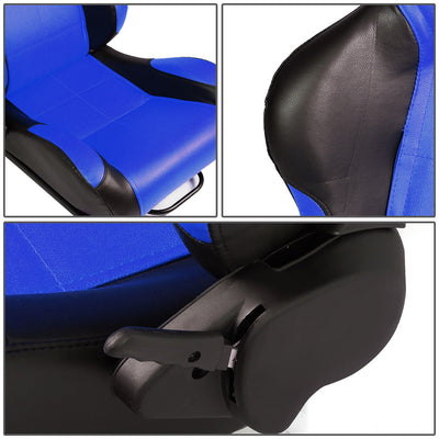 D-Motoring - Racing Seats - Reclinable - Square Stitch - PVC Leather - Pair - 2