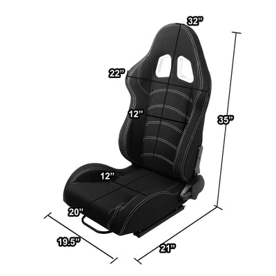 D-Motoring - Racing Seats - Reclinable - Woven Fabric - Pair - 5
