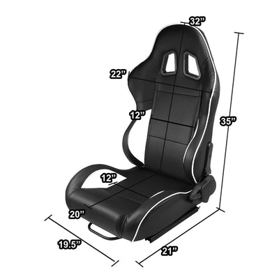 D-Motoring - Racing Seats - Reclinable - Type-R - PVC Leather - Pair - 5