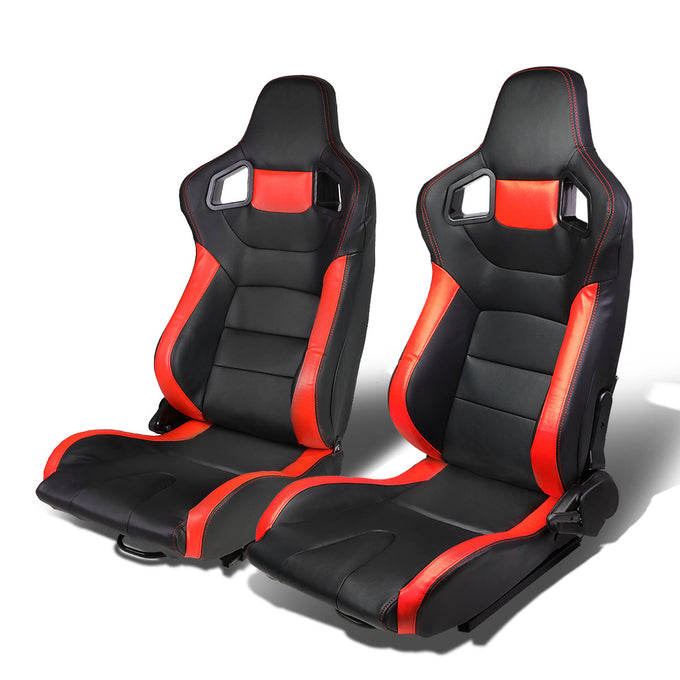 D-Motoring - Racing Seats - Reclinable - Type-R - PVC Leather - Pair - 6