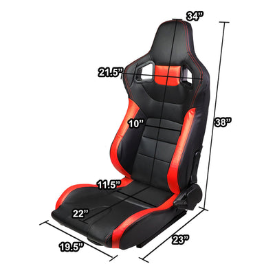 D-Motoring - Racing Seats - Reclinable - Type-R - PVC Leather - Pair - 5
