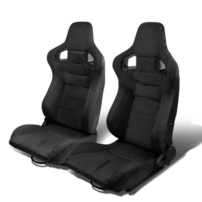 D-Motoring - Racing Seats - Reclinable - Carbon Fiber - Faux Suede - Pair - 6
