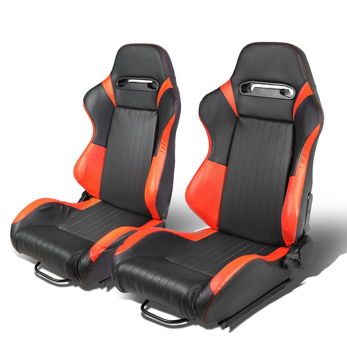 D-Motoring - Racing Seats - Reclinable - Vertical Stitch - PVC Leather - Pair - 6