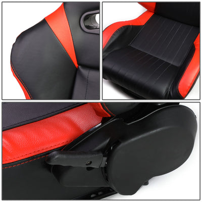D-Motoring - Racing Seats - Reclinable - Vertical Stitch - PVC Leather - Pair - 2