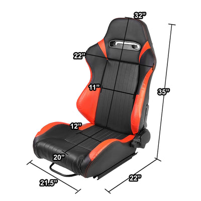 D-Motoring - Racing Seats - Reclinable - Vertical Stitch - PVC Leather - Pair - 5