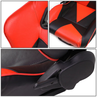 D-Motoring - Racing Seats - Reclinable - Triangle Pattern - PVC Leather - Pair - 2