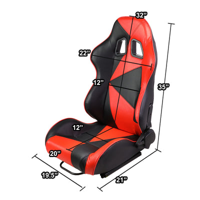 D-Motoring - Racing Seats - Reclinable - Triangle Pattern - PVC Leather - Pair - 5
