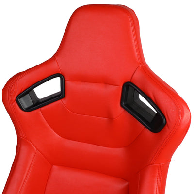 D-Motoring - Racing Seats - Reclinable - Horizontal Stitch - PVC Leather - Pair - 3