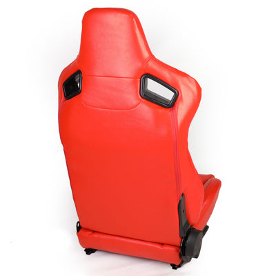D-Motoring - Racing Seats - Reclinable - Horizontal Stitch - PVC Leather - Pair - 4