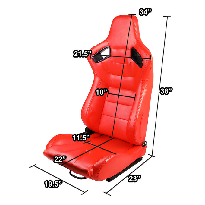 D-Motoring - Racing Seats - Reclinable - Horizontal Stitch - PVC Leather - Pair - 5