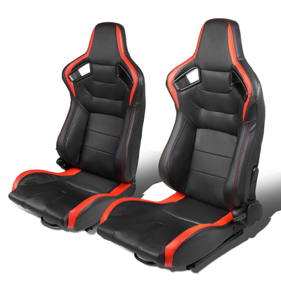 D-Motoring - Racing Seats - Reclinable - Horizontal Stitch - PVC Leather - Pair - 1