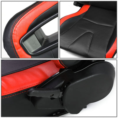 D-Motoring - Racing Seats - Reclinable - Horizontal Stitch - PVC Leather - Pair - 2