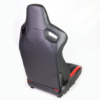D-Motoring - Racing Seats - Reclinable - Horizontal Stitch - PVC Leather - Pair - 4