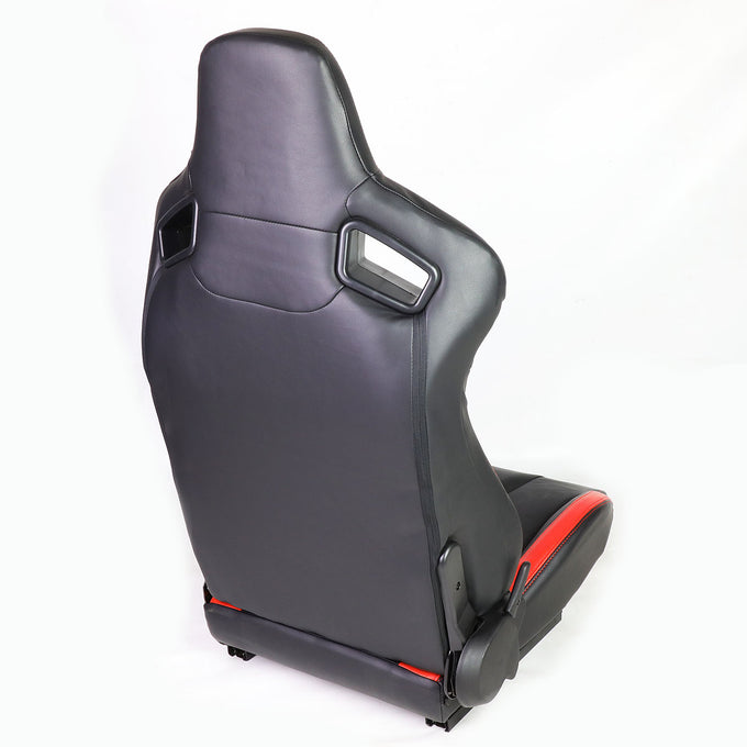 D-Motoring - Racing Seats - Reclinable - Horizontal Stitch - PVC Leather - Pair - 4