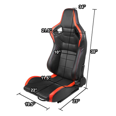 D-Motoring - Racing Seats - Reclinable - Horizontal Stitch - PVC Leather - Pair - 5