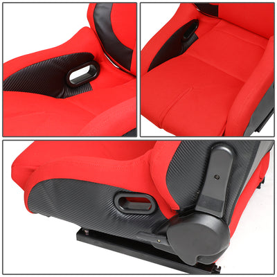 D-Motoring - Racing Seats - Reclinable - Leather High Head - Carbon Fiber Design - Pair - 3