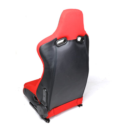 D-Motoring - Racing Seats - Reclinable - Leather High Head - Carbon Fiber Design - Pair - 4