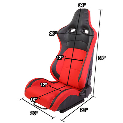 D-Motoring - Racing Seats - Reclinable - Fabric - Pair - 6