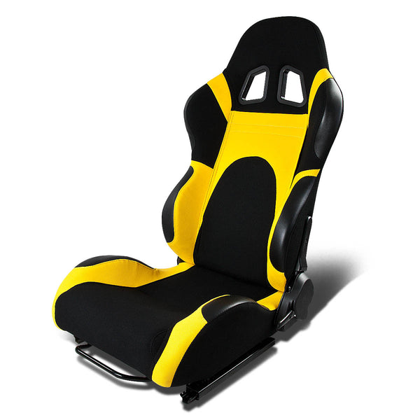 Left / Driver Side Reclinable Yellow Fabric Cloth+Leather Racing Seat ...