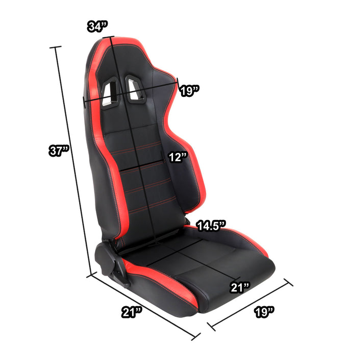 D-Motoring - Racing Seat - Reclinable - PVC Leather - Sport Style - Left - 4