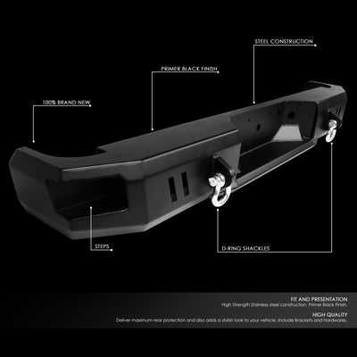 09-14 Ford F150 Rear Step Bumper w/D-Ring Shackles - Heavy Duty Steel