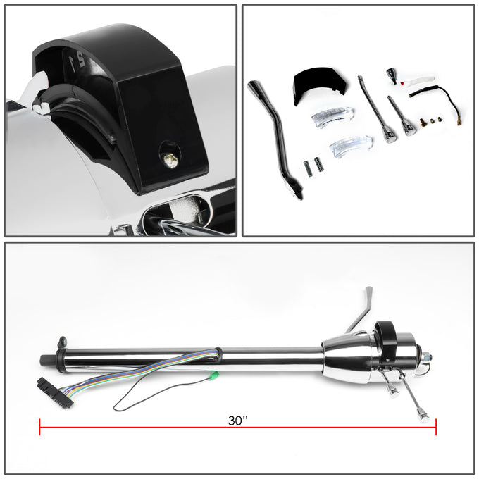 D-Motoring - Steering Column - 30 in. Column Length - Tilt Function - Fits Automatic Transmission Models with Column Shift - 55-59 Chevy GM Floor Shift Models  - 6