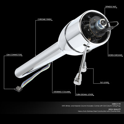 D-Motoring - Steering Column - 30 in. Column Length - Tilt Function - Fits Manual Transmission Models - 55-59 Chevy GM Floor Shift Models  - 2