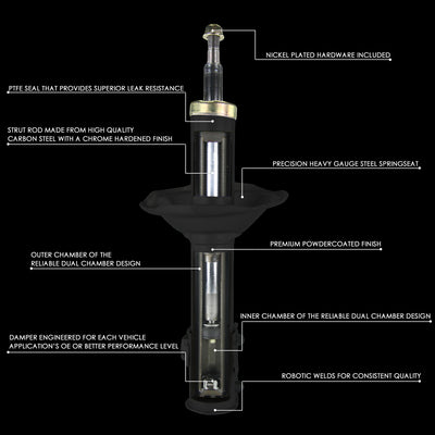 D-Motoring - Strut Assemblies - Mild Steel - Set of 2 - Buick Allure / Century / Lacrosse / Chevy Impala / Impala Limited / Monte Carlo - 2