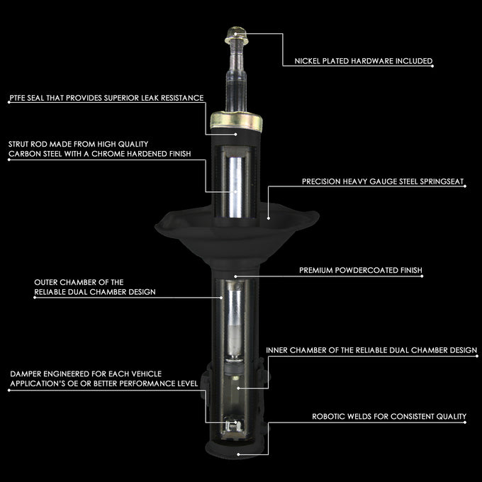 D-Motoring - Strut Assemblies - Mild Steel - Set of 2 - Buick Allure / Century / Lacrosse / Chevy Impala / Impala Limited / Monte Carlo - 2