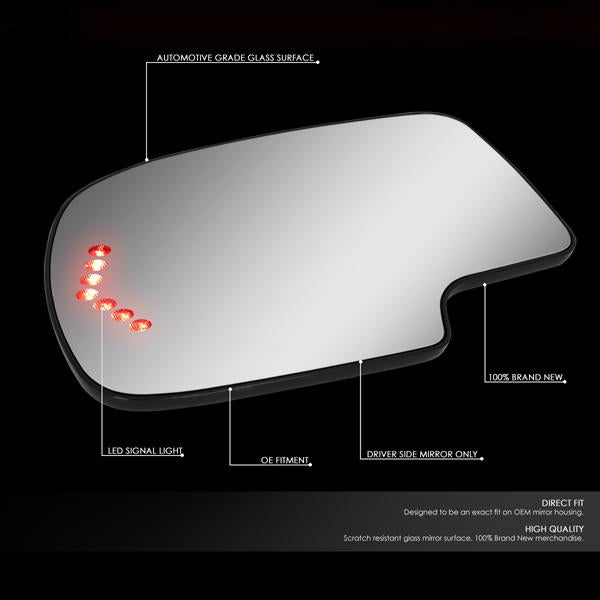 D-Motoring - 99-07 Silverado SierraSide View Mirror Glass - W/LED Signal+Heater - Left Side - 2