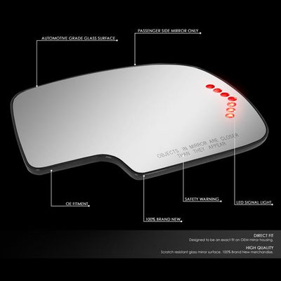 D-Motoring - 99-07 Silverado SierraSide View Mirror Glass - W/LED Signal+Heater - Right Side - 2