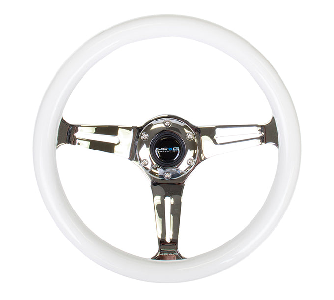 NRG Innovations - Steering Wheel - Colored Wood Series - Chrome Spoke - 2