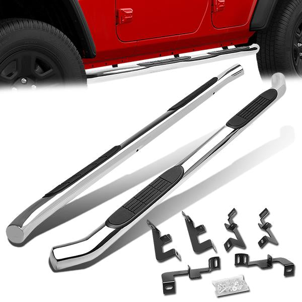 18-19 Jeep Wrangler JL 4Dr 3 in.  Running Boards Side Step Nerf Bars - Stainless Steel - STEPB-3-062-SS - 1