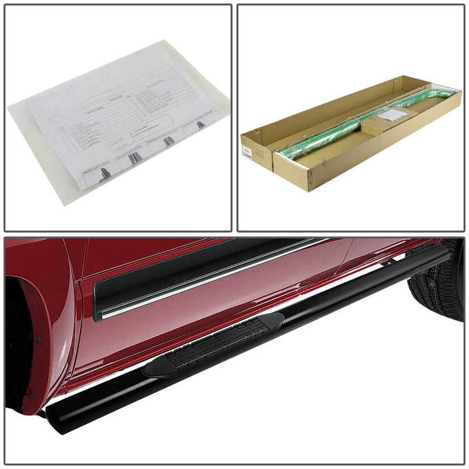 D-Motoring - Running Boards - 4 in. - Black - Oval - Chevy C1500 / C2500 / C3500 / K1500 / K2500 / K3500 - 4