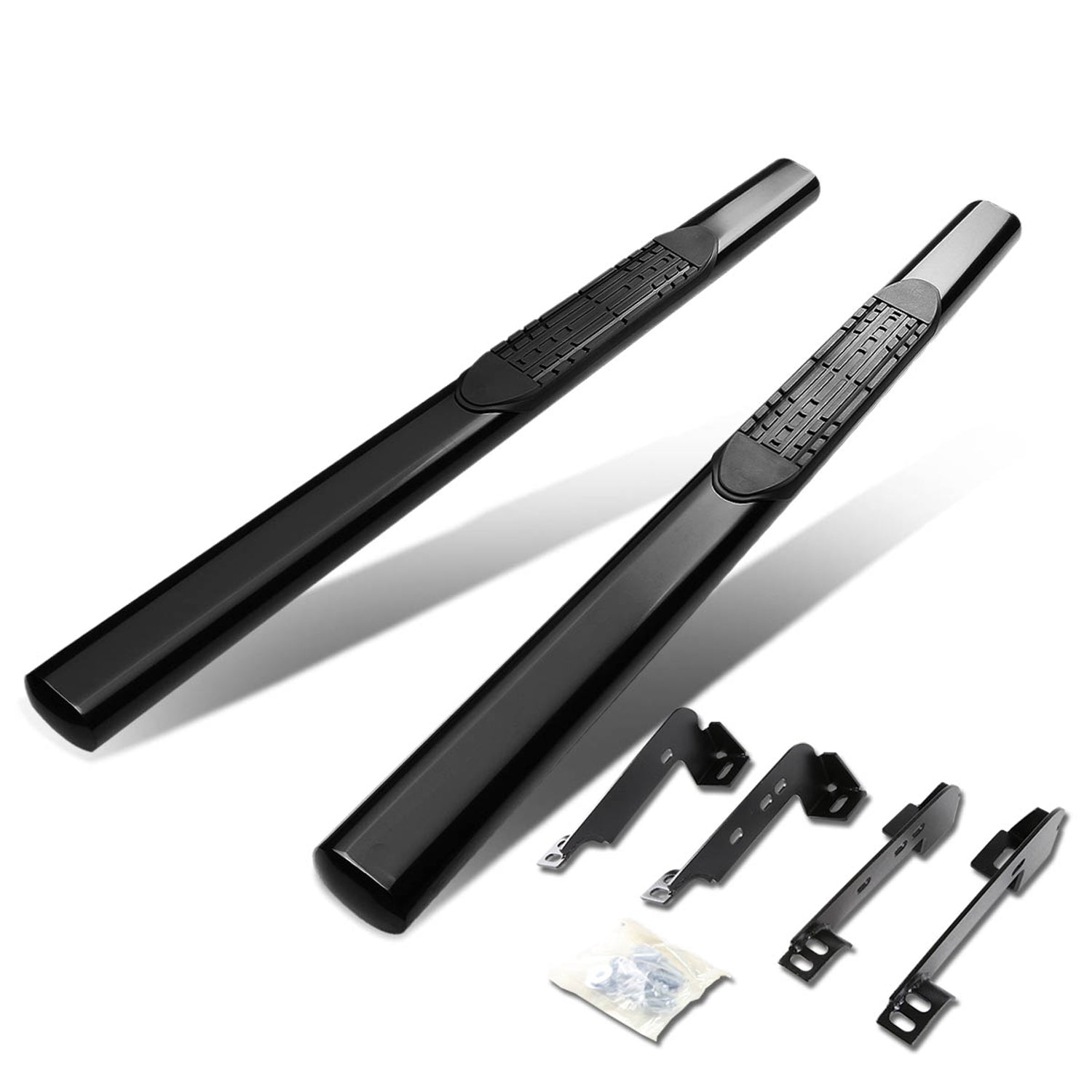 D-Motoring - Running Boards - 4 in. - Black - Oval - GMC Sierra Standard Cab / Chevy Silverado Standard Cab - 1