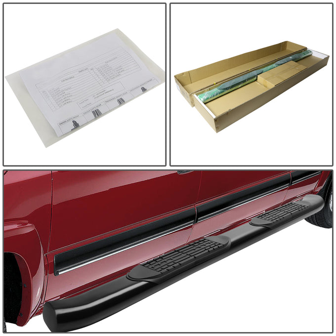 D-Motoring - Running Boards - 4 in. - Black - Curved Oval - 15-16 Ford F-150 Extended Cab - 4